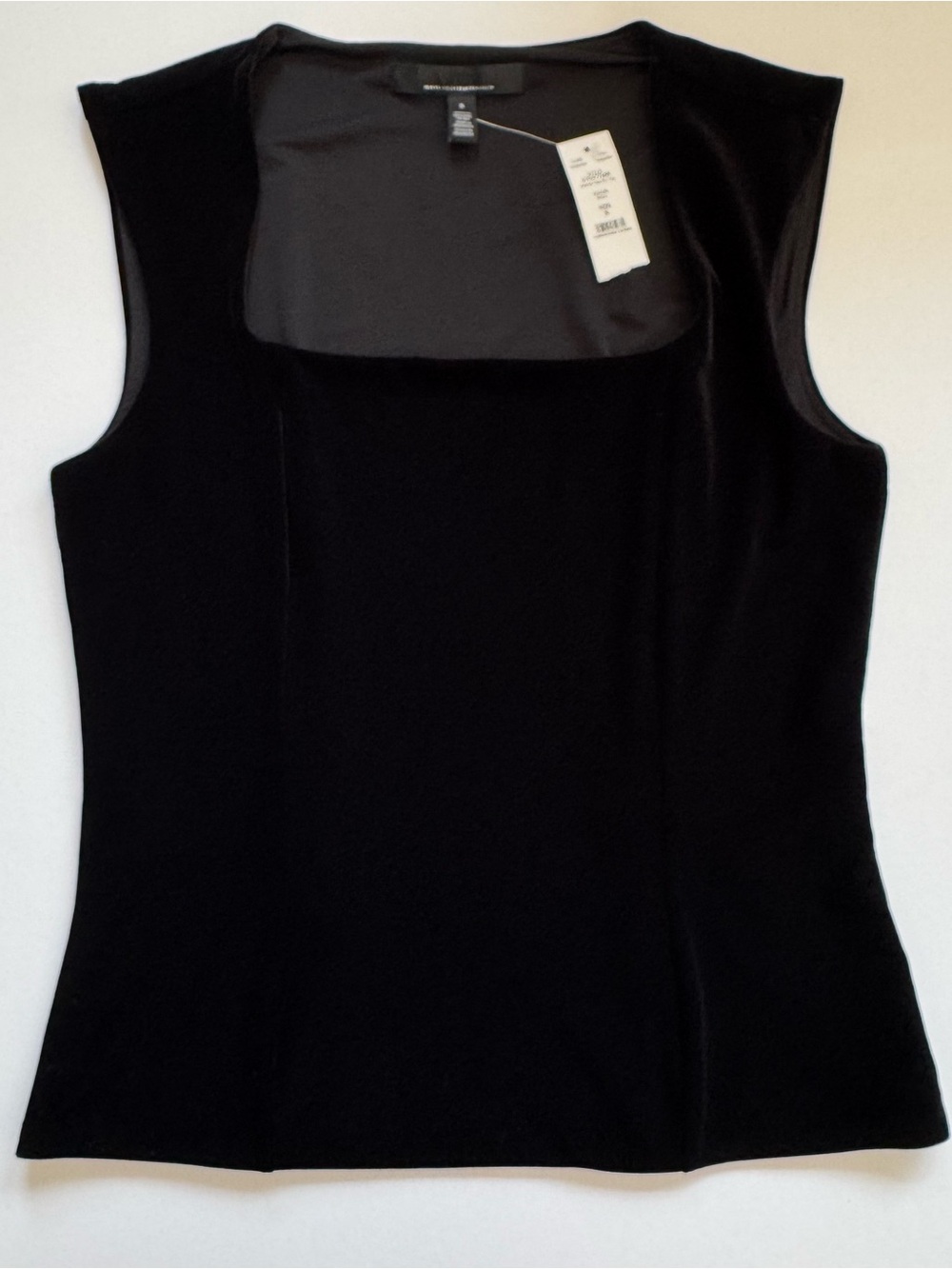 White House Black Market Black Velvet Square-Neck Sleeveless Top
